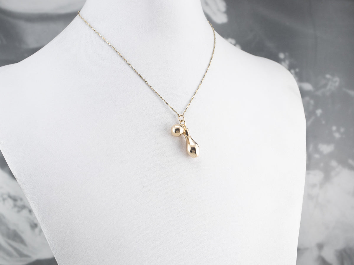 Large Vintage Gold Bowling Charm