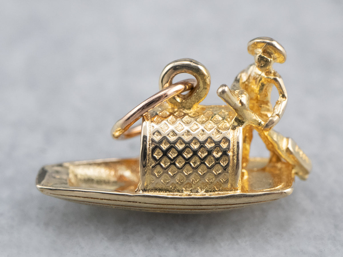 Vintage Gold River Boat Charm
