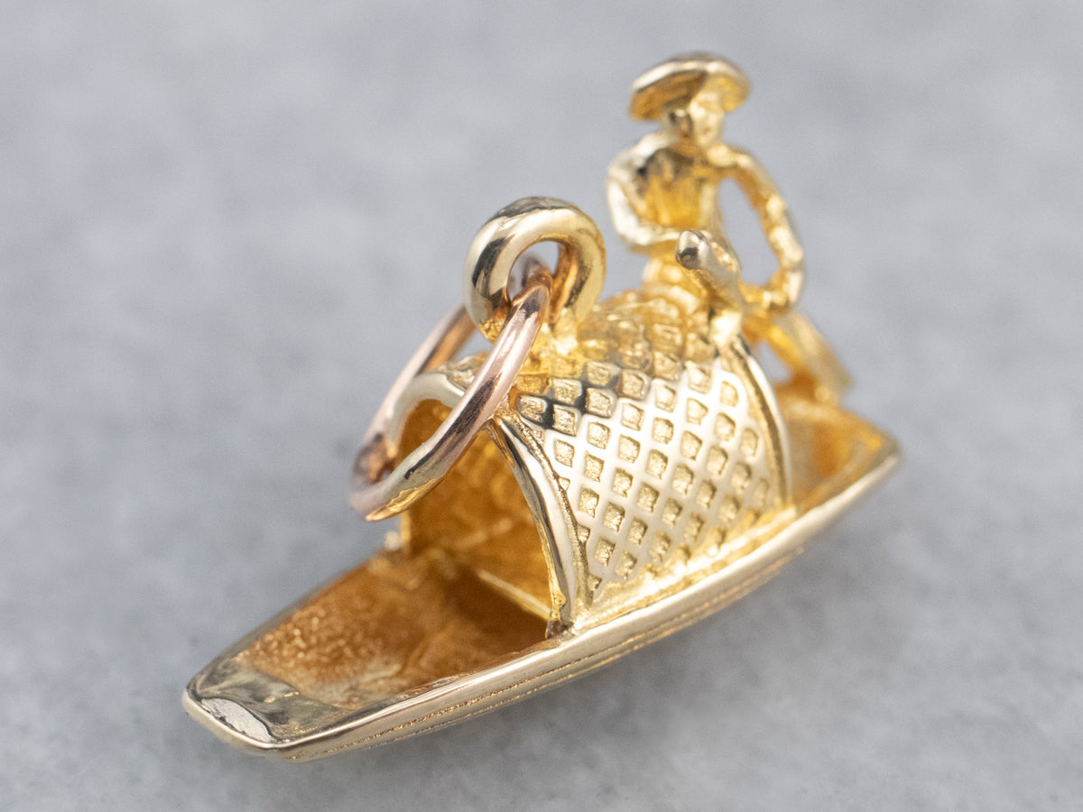 Vintage Gold River Boat Charm