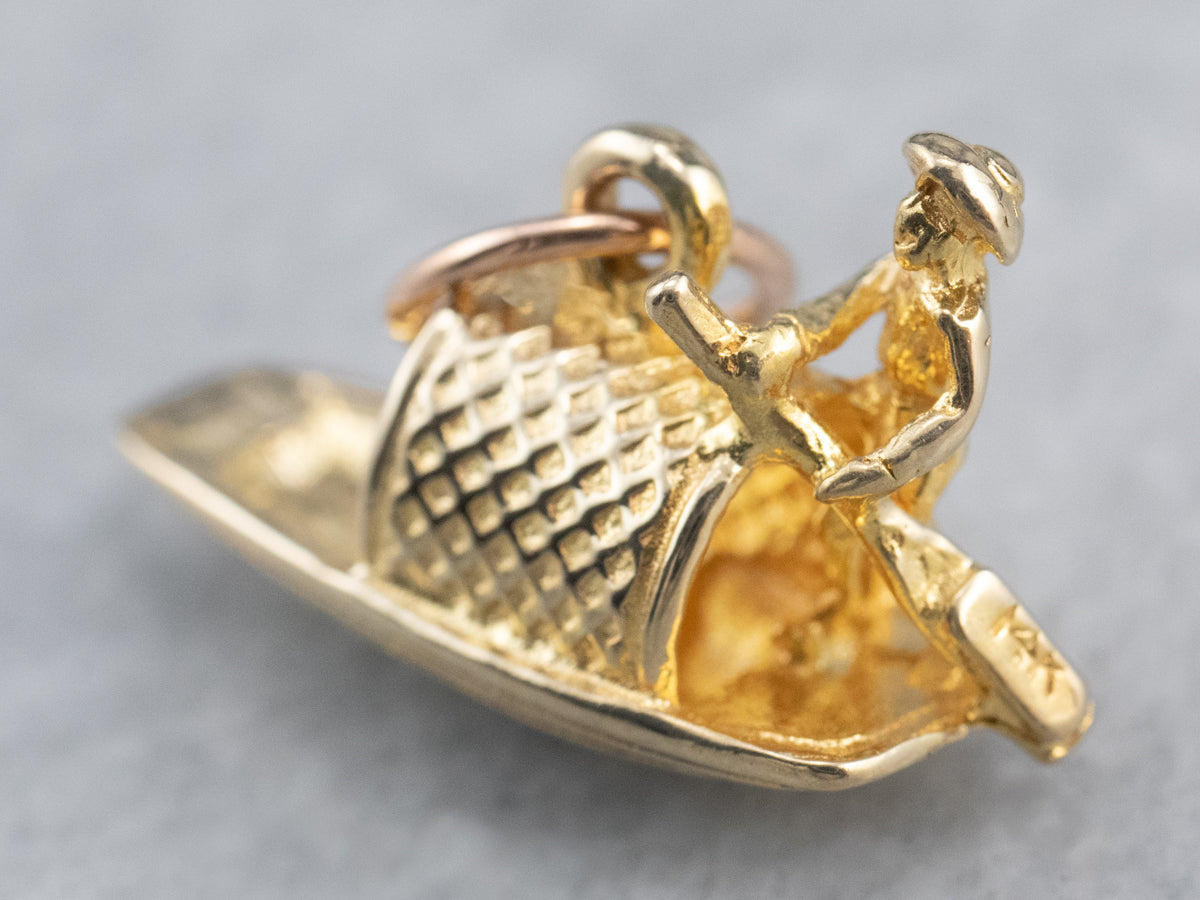 Vintage Gold River Boat Charm