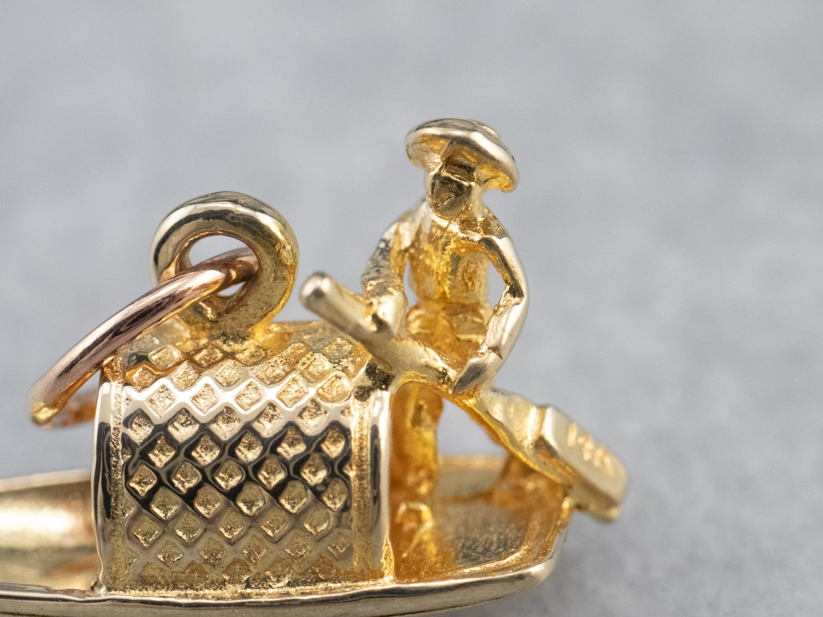 Vintage Gold River Boat Charm
