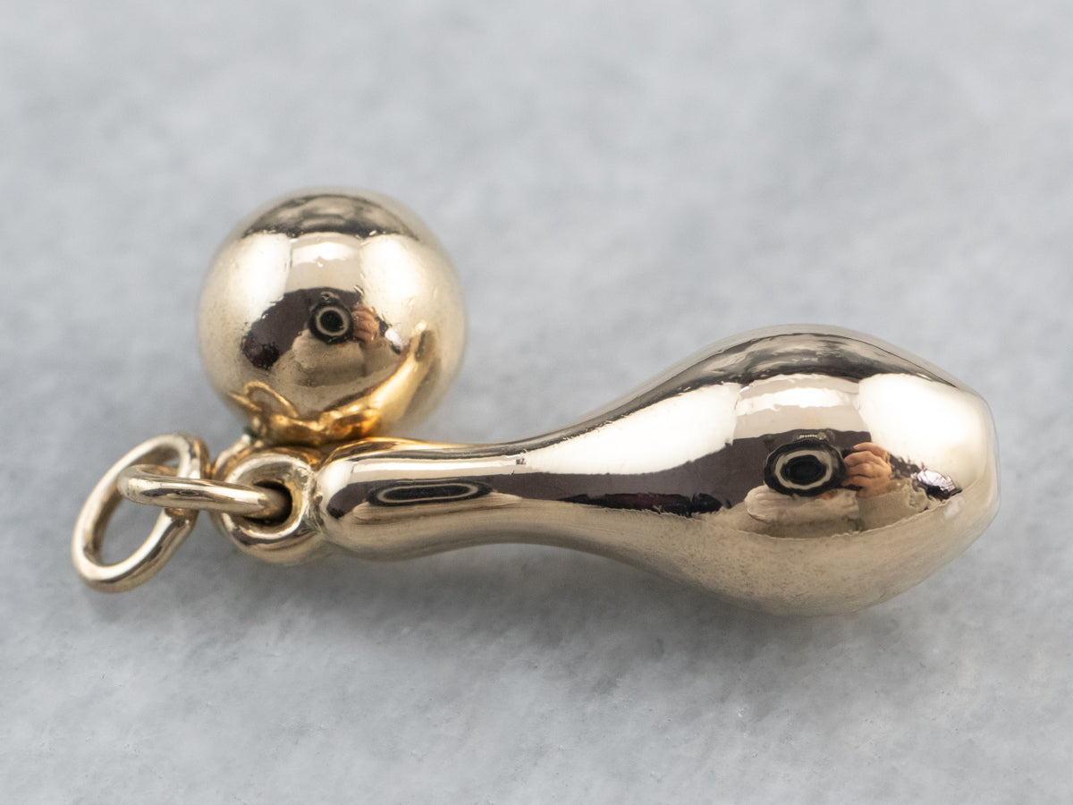 Large Vintage Gold Bowling Charm