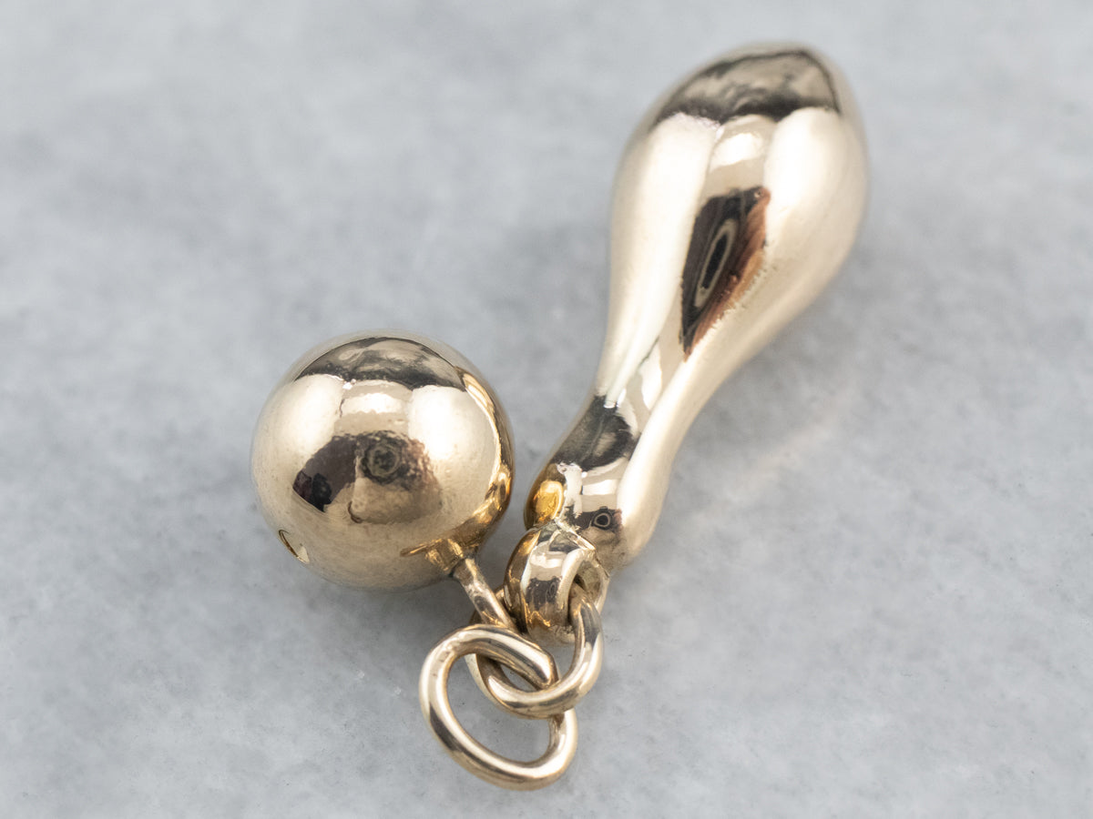 Large Vintage Gold Bowling Charm