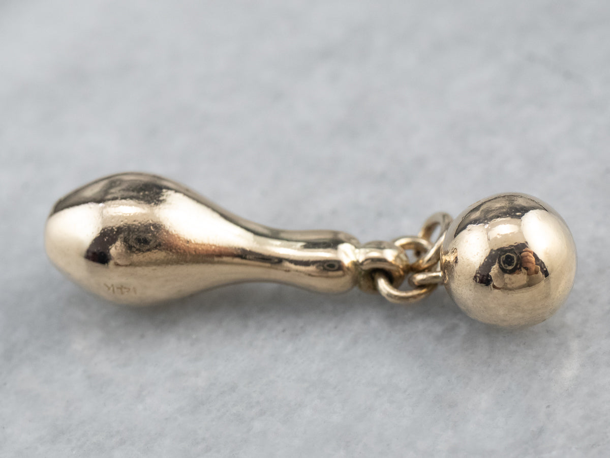 Large Vintage Gold Bowling Charm