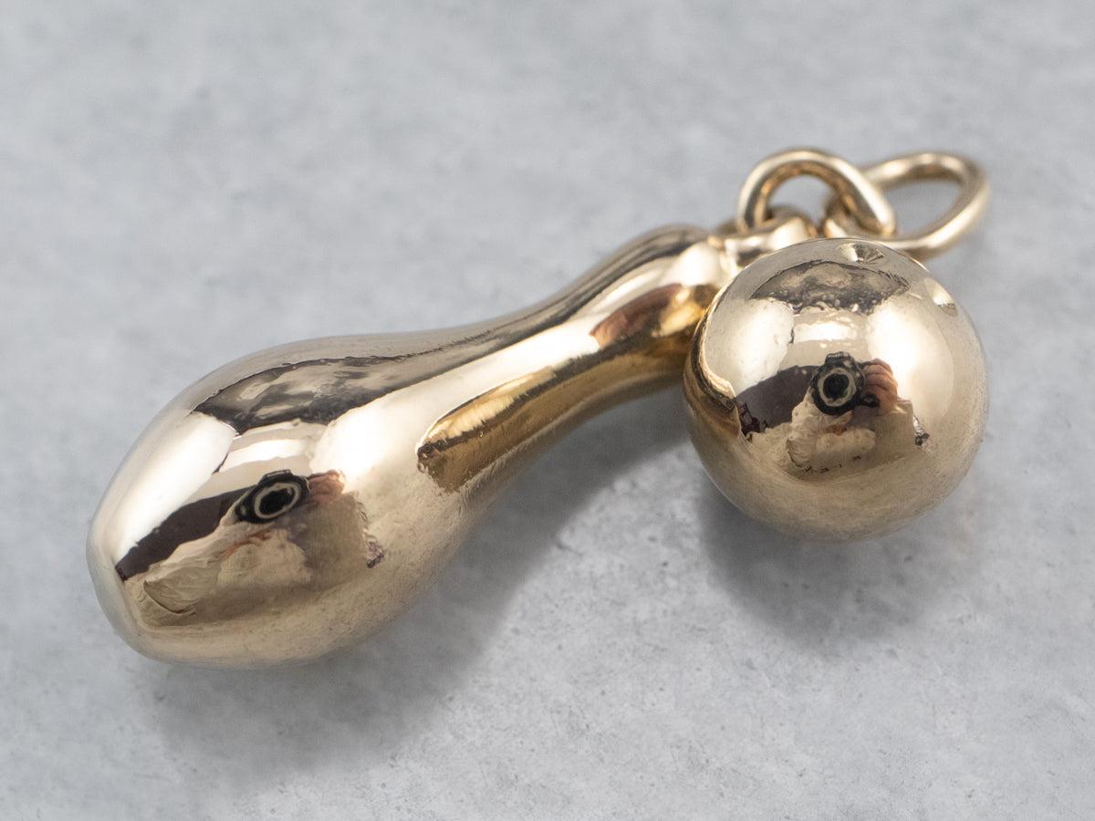 Large Vintage Gold Bowling Charm