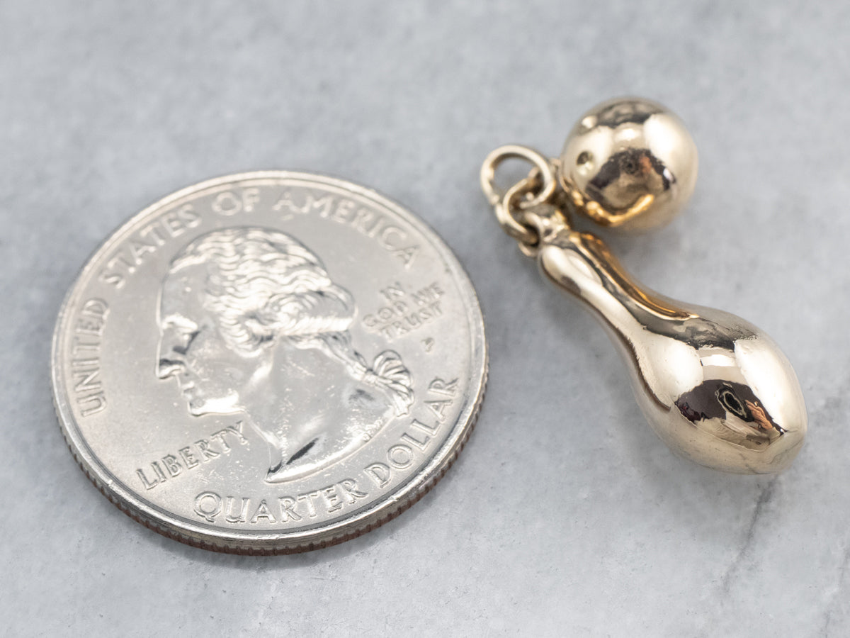 Large Vintage Gold Bowling Charm