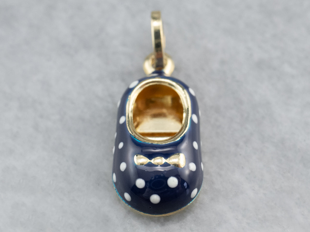 Charm para zapatos esmaltado con lunares azules