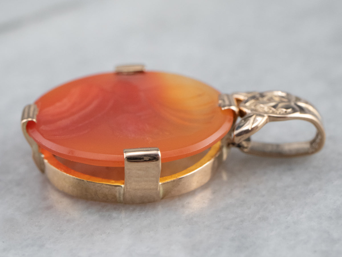 Carnelian Intaglio Gold Pendant