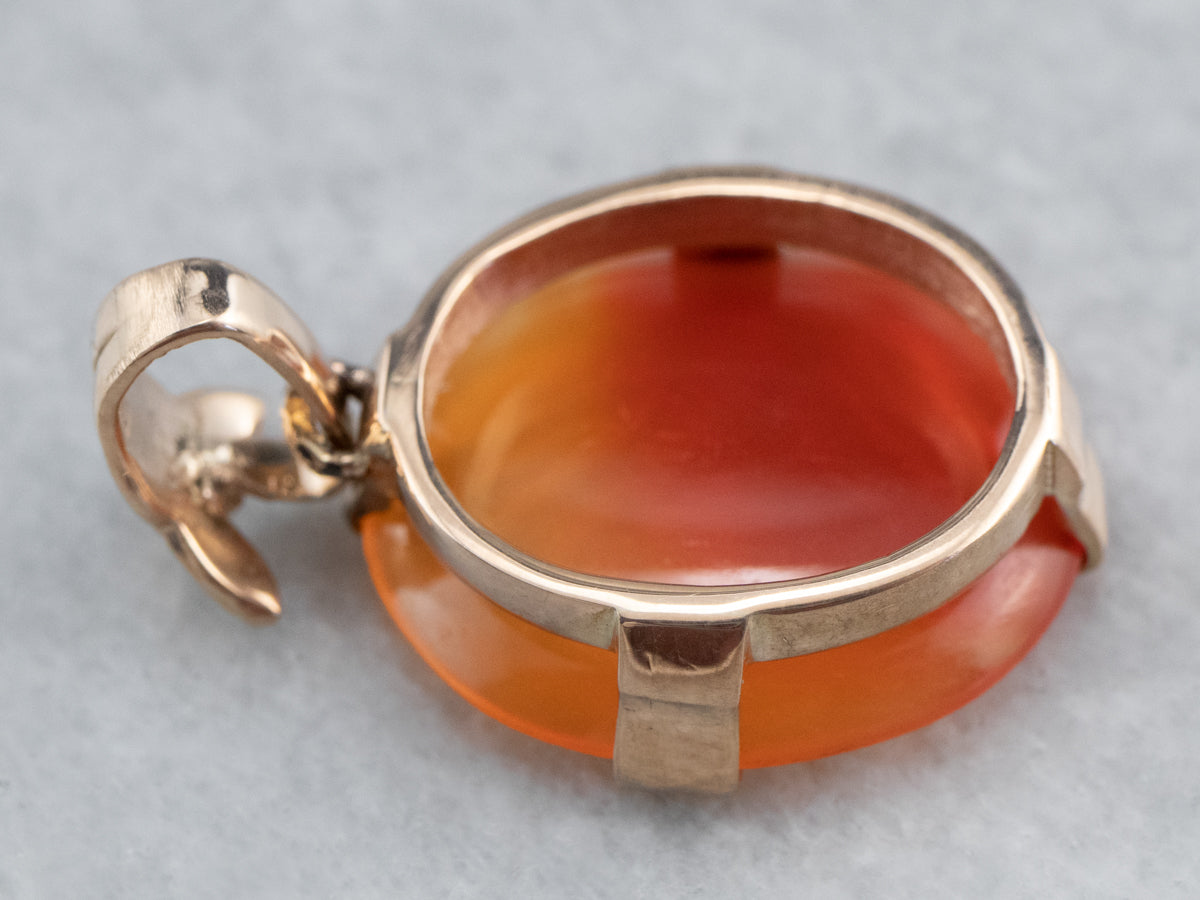 Carnelian Intaglio Gold Pendant