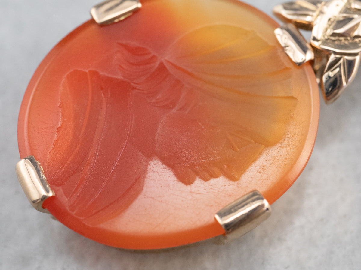 Carnelian Intaglio Gold Pendant