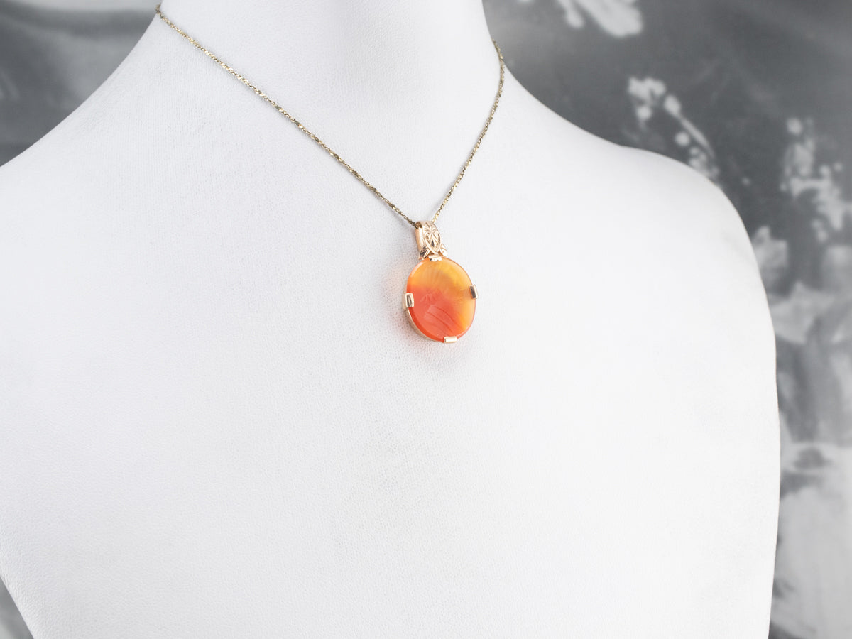 Carnelian Intaglio Gold Pendant