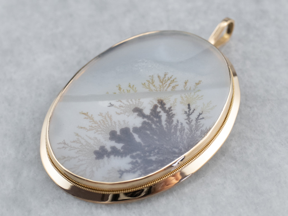 Colgante llamativo de oro de 18 quilates con ágata dendrítica