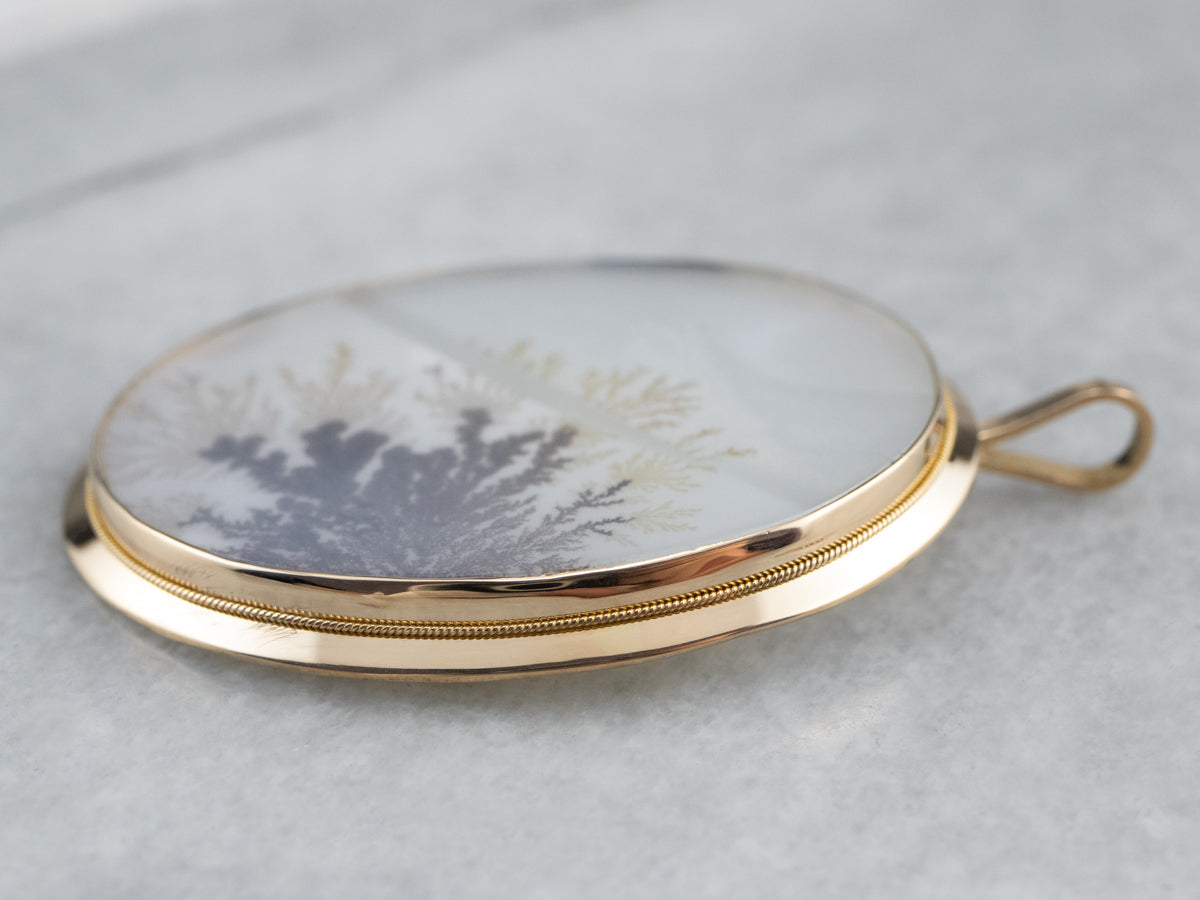 Colgante llamativo de oro de 18 quilates con ágata dendrítica