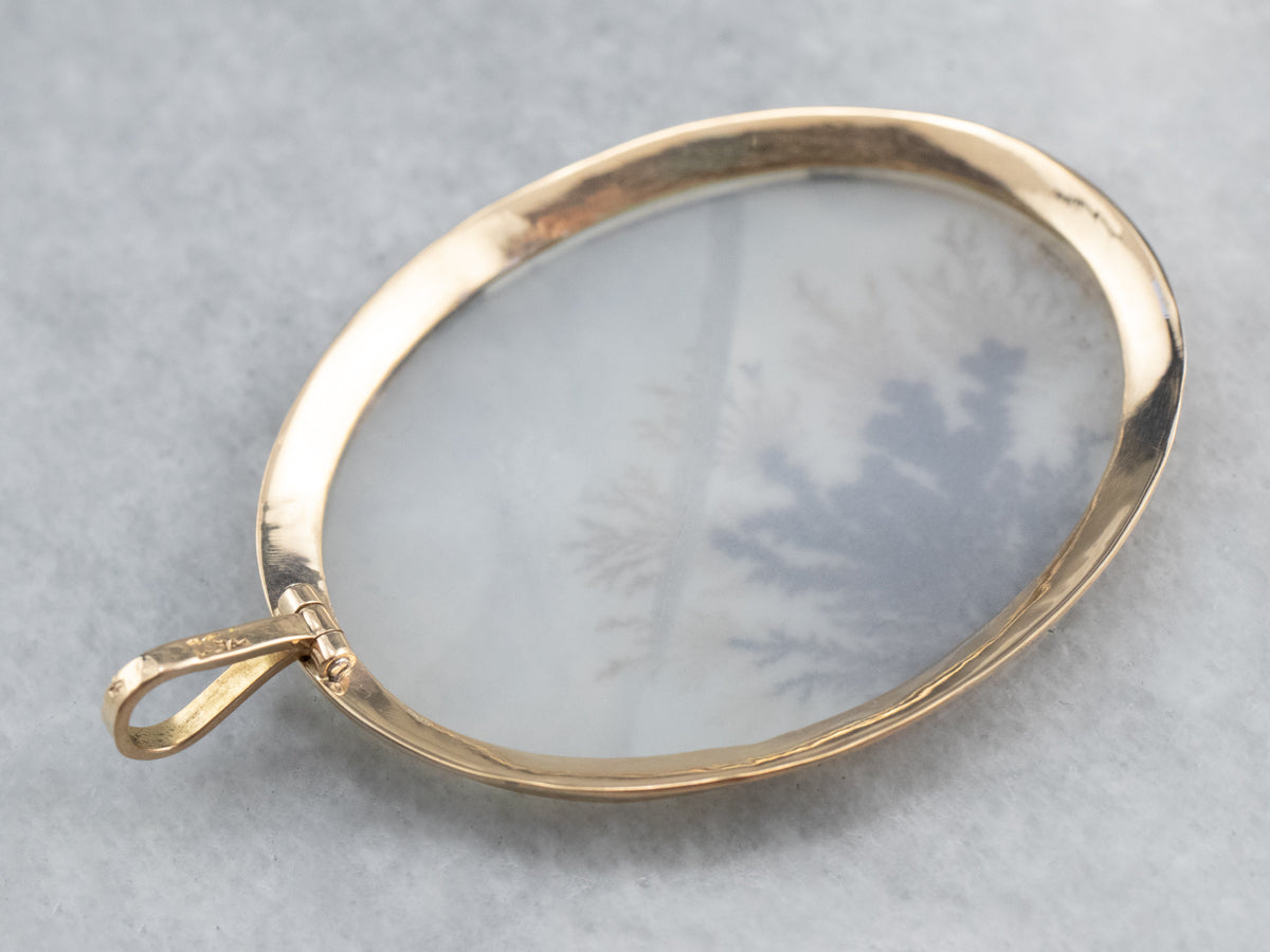 Colgante llamativo de oro de 18 quilates con ágata dendrítica