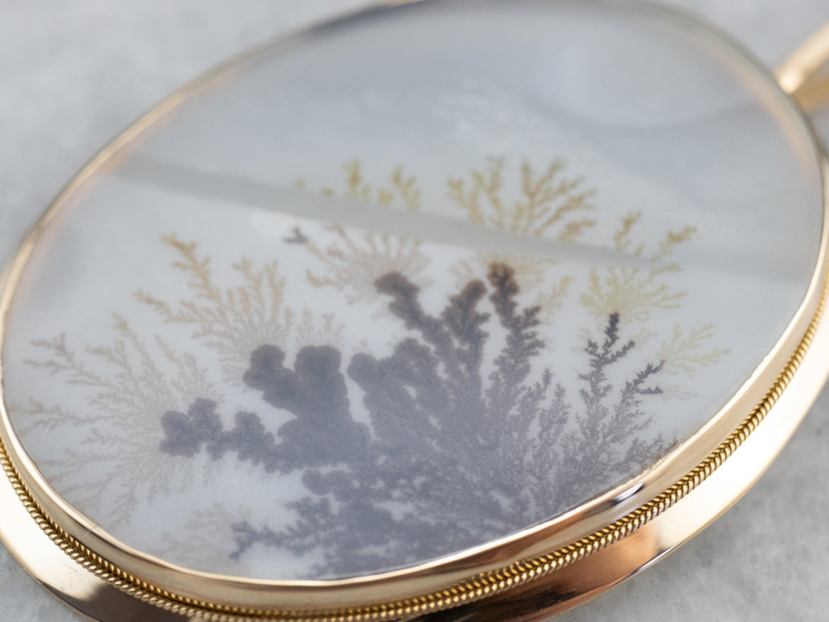 Colgante llamativo de oro de 18 quilates con ágata dendrítica