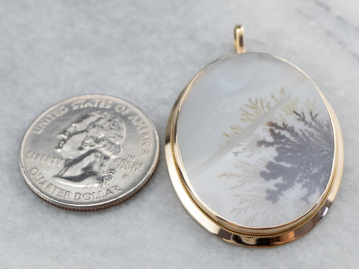 Colgante llamativo de oro de 18 quilates con ágata dendrítica
