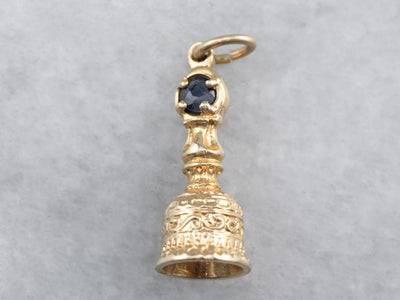 Sapphire Ornate Hand Bell Charm