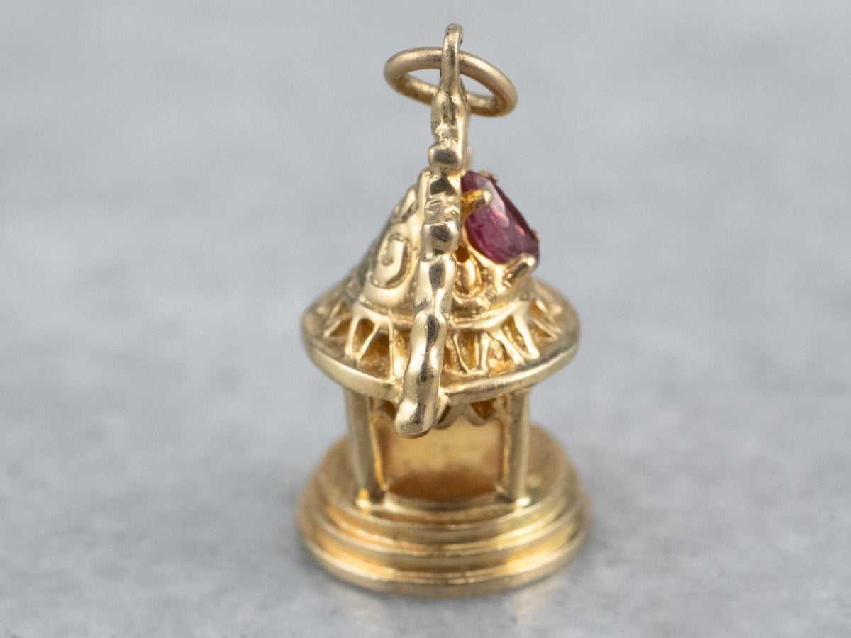 Ornate Gold and Ruby Temple Charm