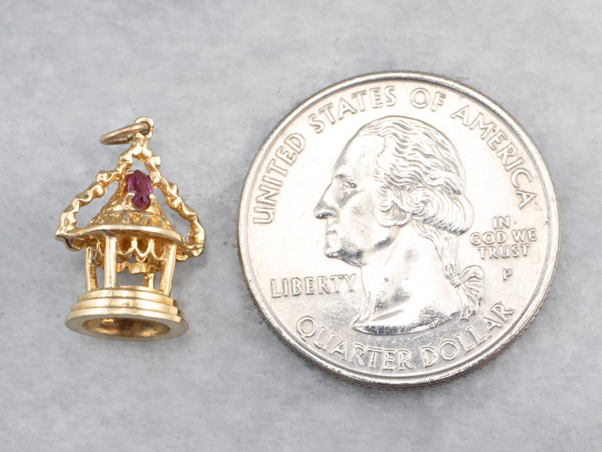 Ornate Gold and Ruby Temple Charm
