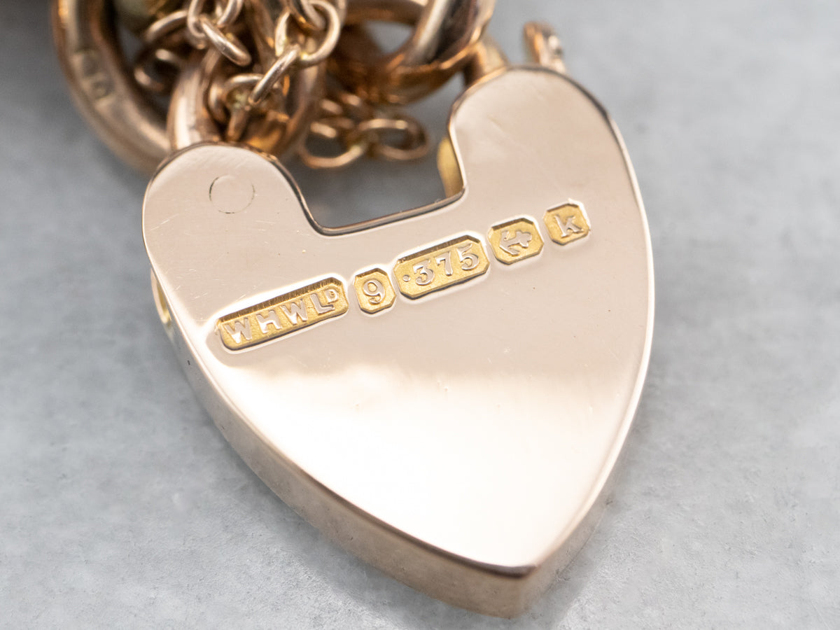 Antique Rose Gold Padlock Chain Bracelet