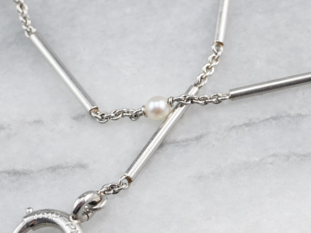 Cadena de reloj Art Déco Tiffany &amp; Co Pearl Platinum