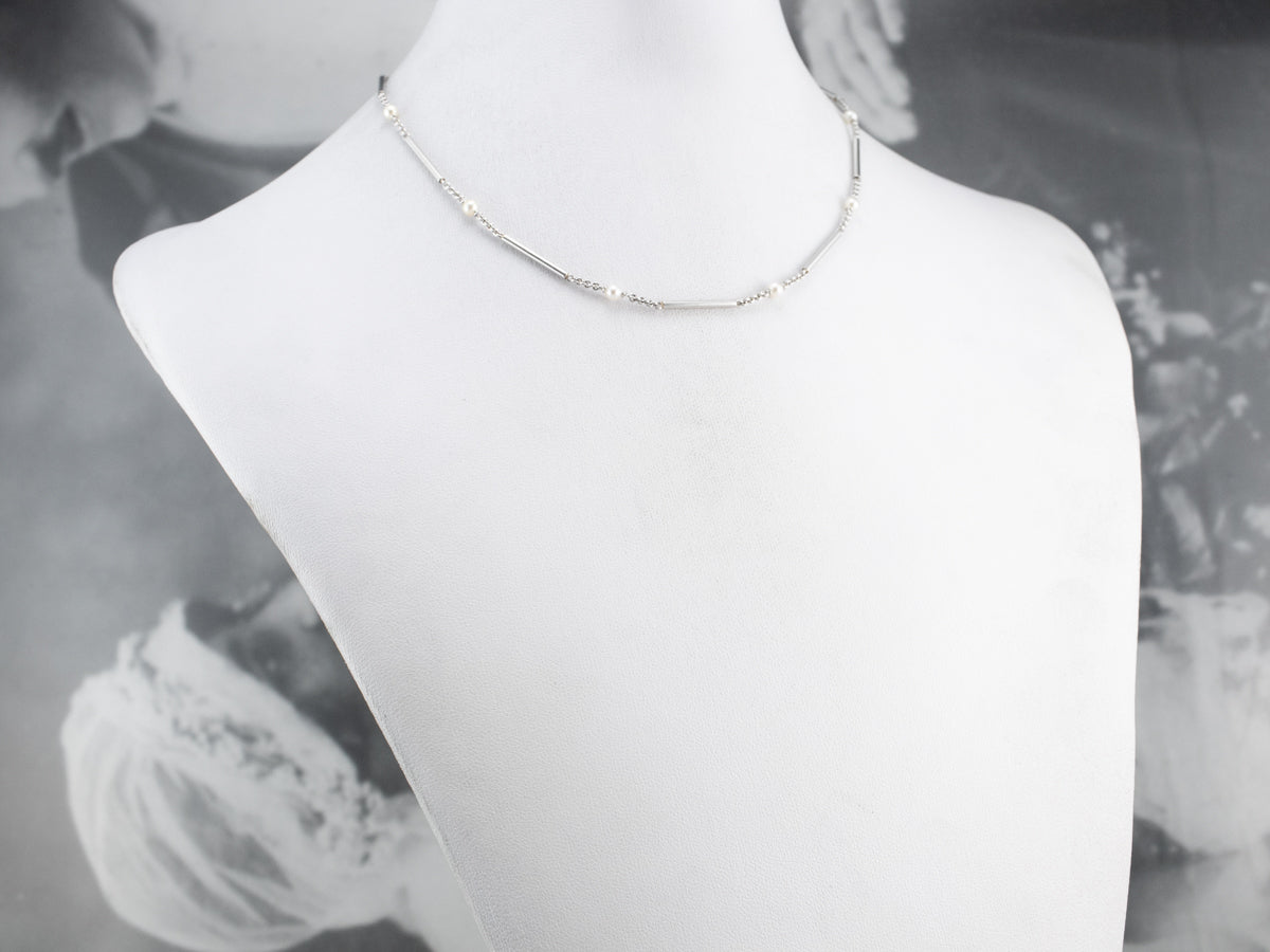 Cadena de reloj Art Déco Tiffany &amp; Co Pearl Platinum