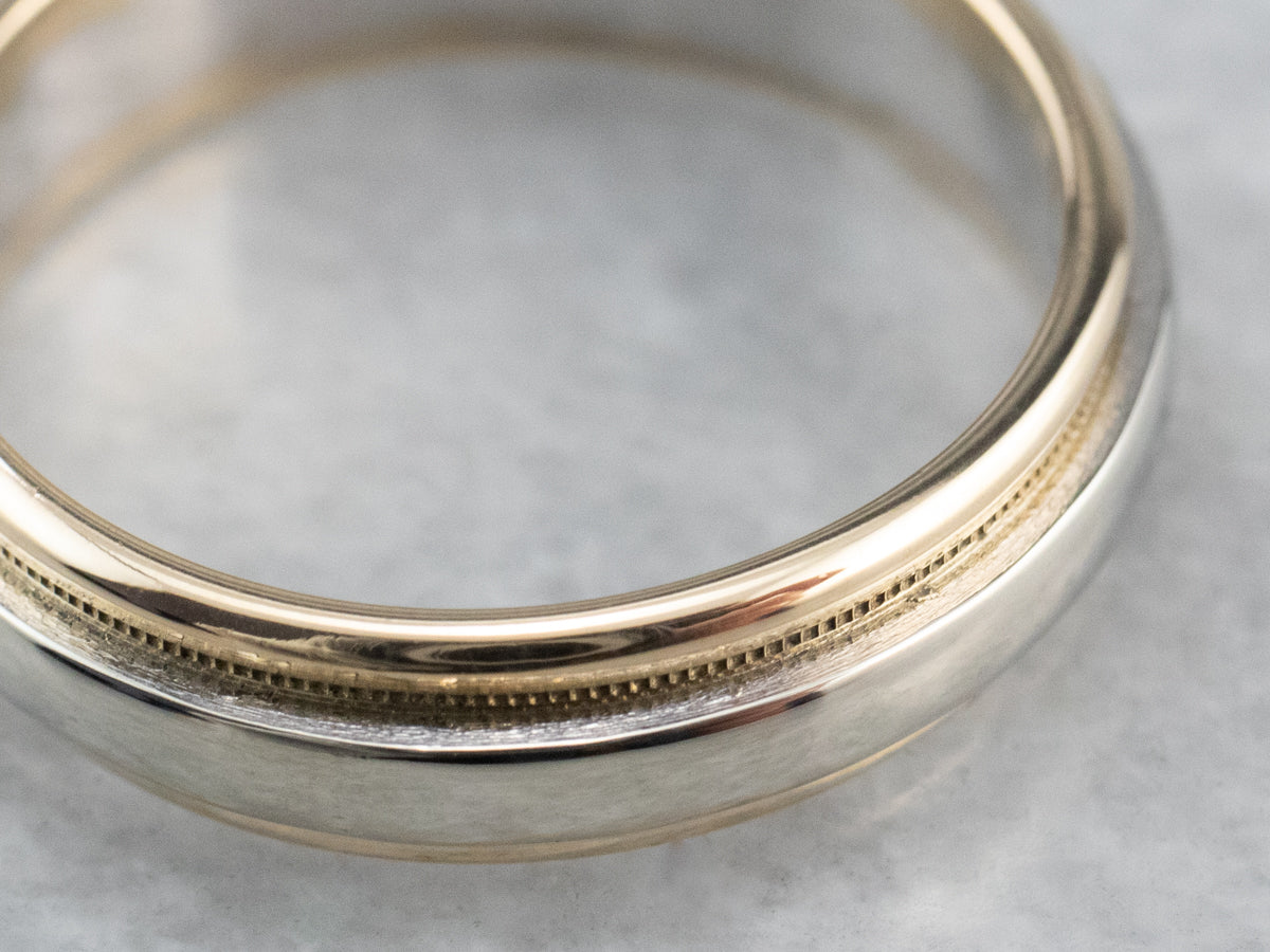 Two Tone 14K Gold Wedding Band