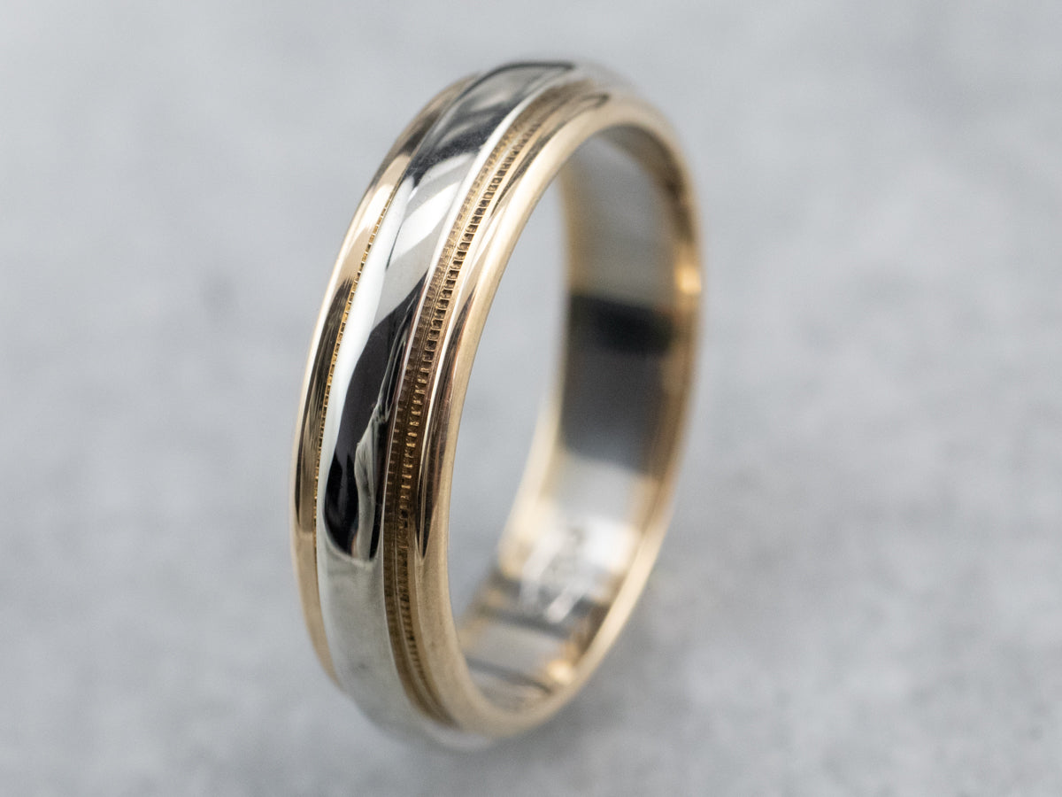 Two Tone 14K Gold Wedding Band