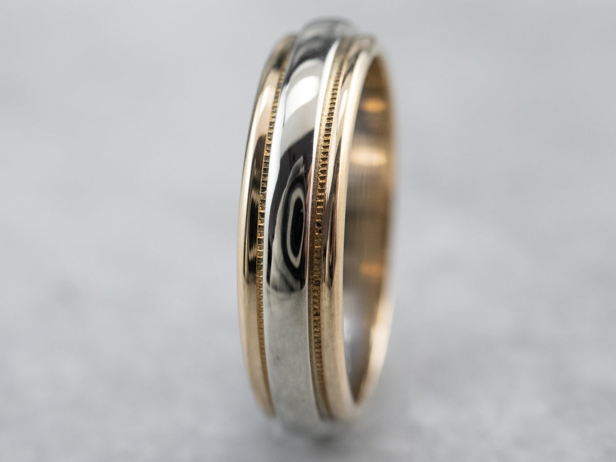 Two Tone 14K Gold Wedding Band