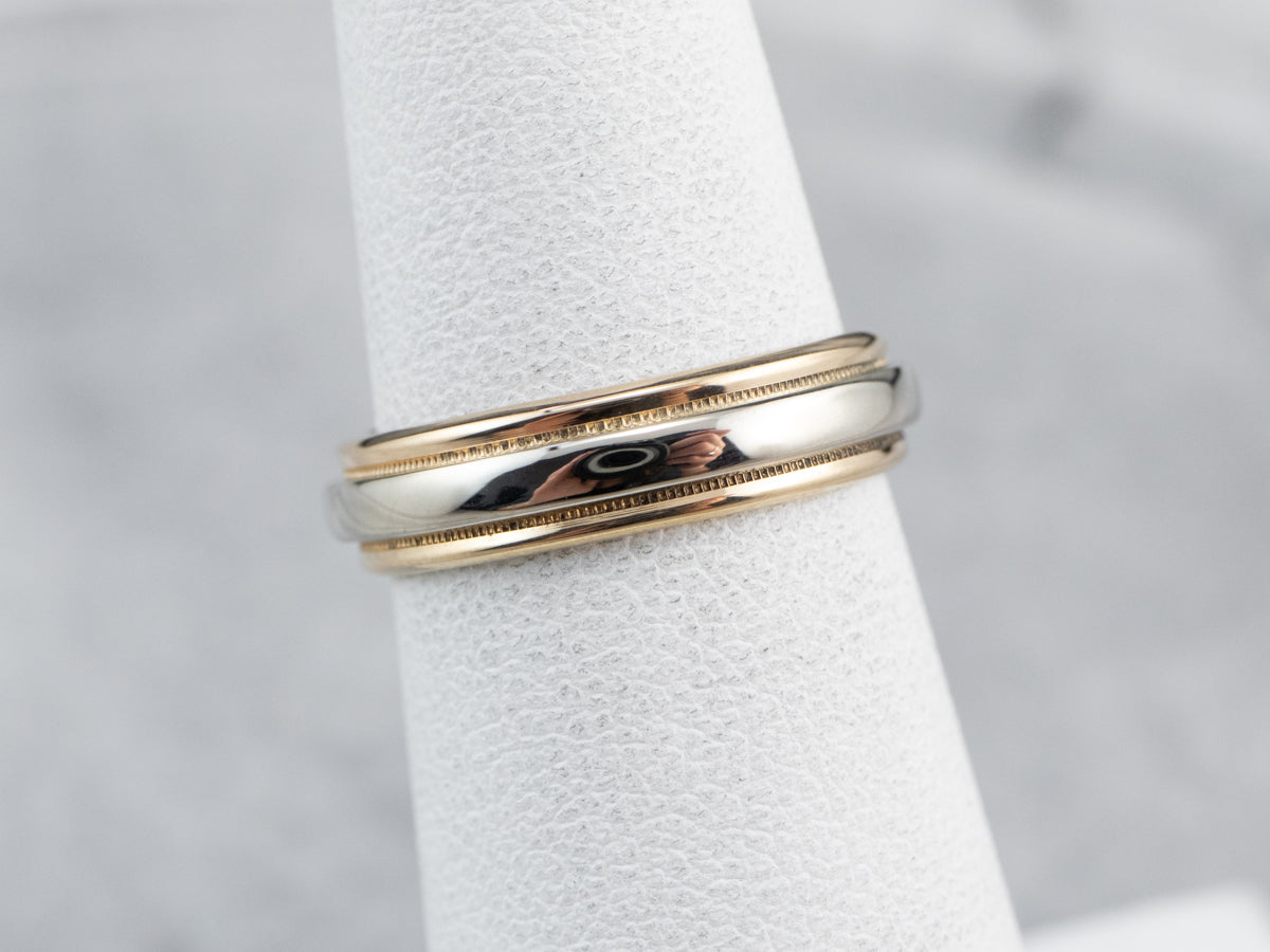 Two Tone 14K Gold Wedding Band
