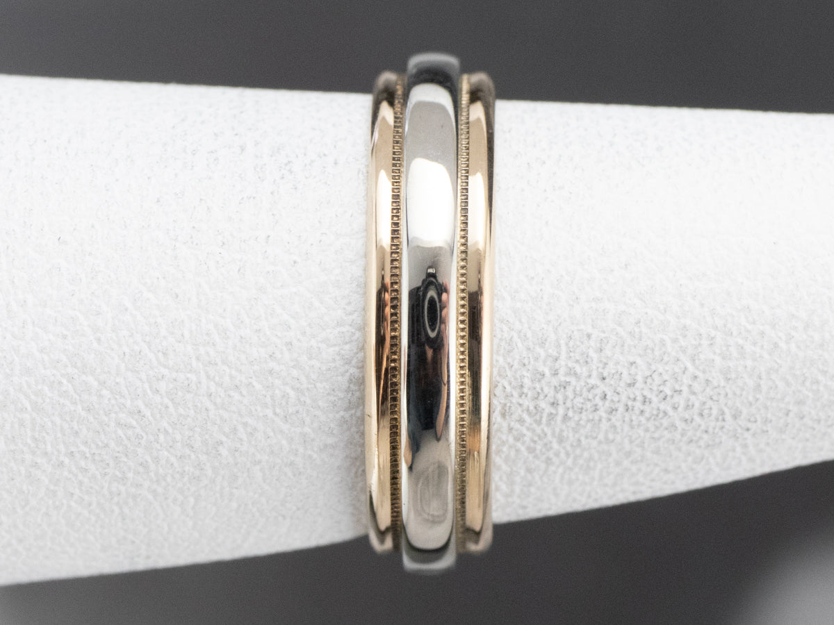 Two Tone 14K Gold Wedding Band