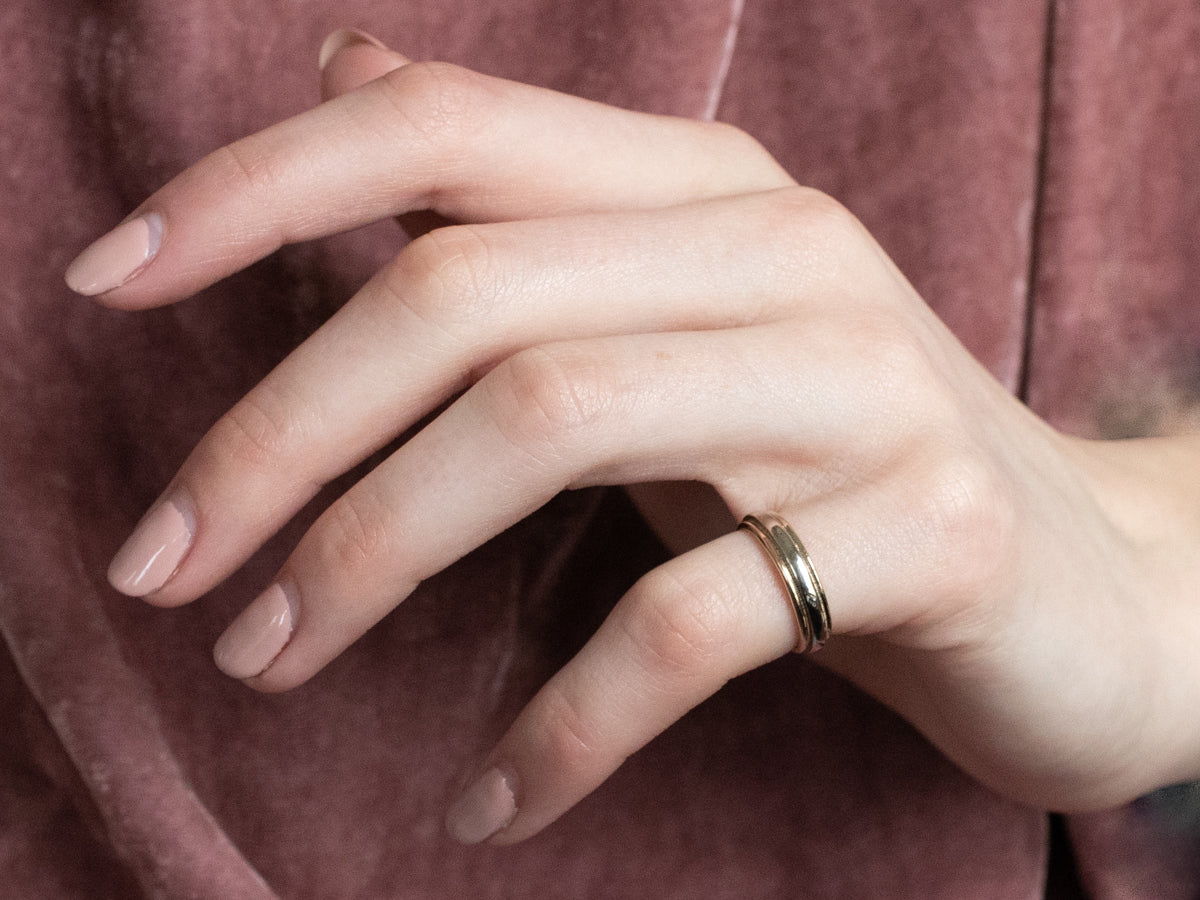 Two Tone 14K Gold Wedding Band