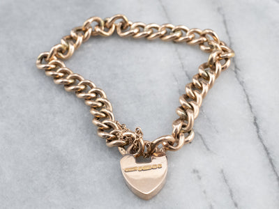 Antique Rose Gold Padlock Chain Bracelet