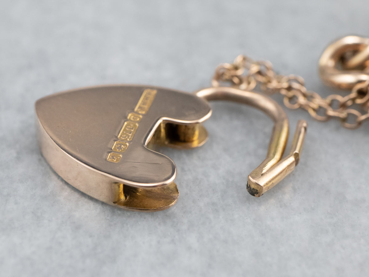 Antique Rose Gold Padlock Chain Bracelet