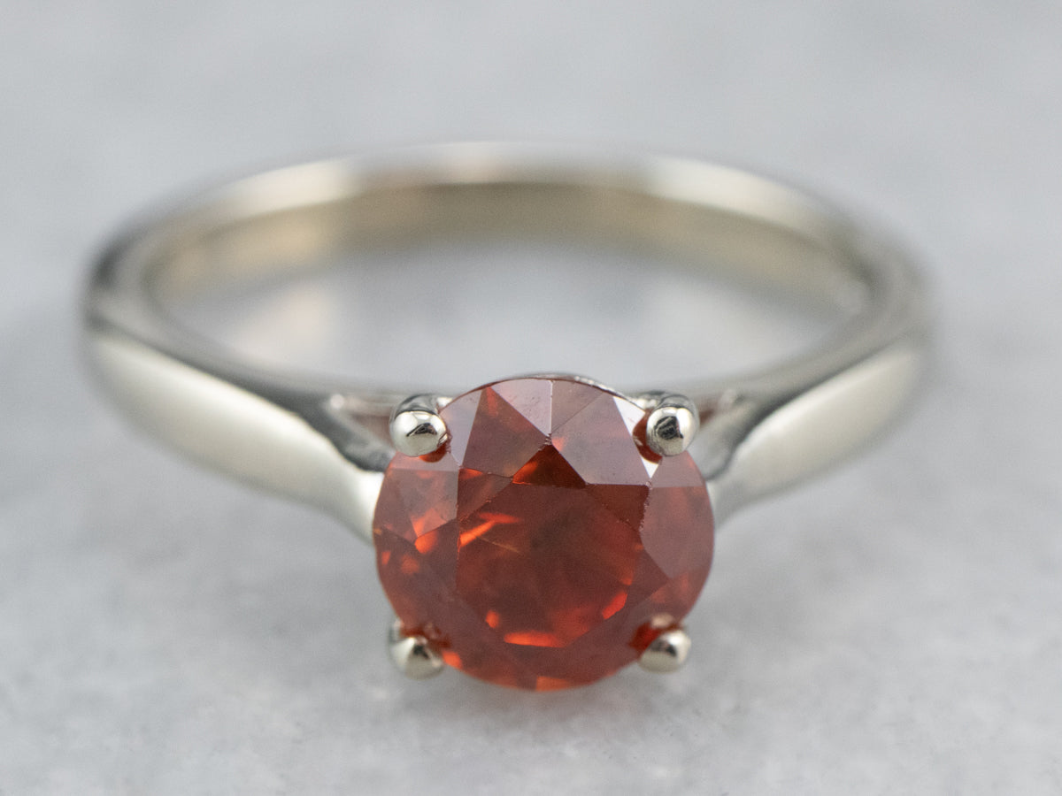 Sleek Orange Zircon Solitaire Ring