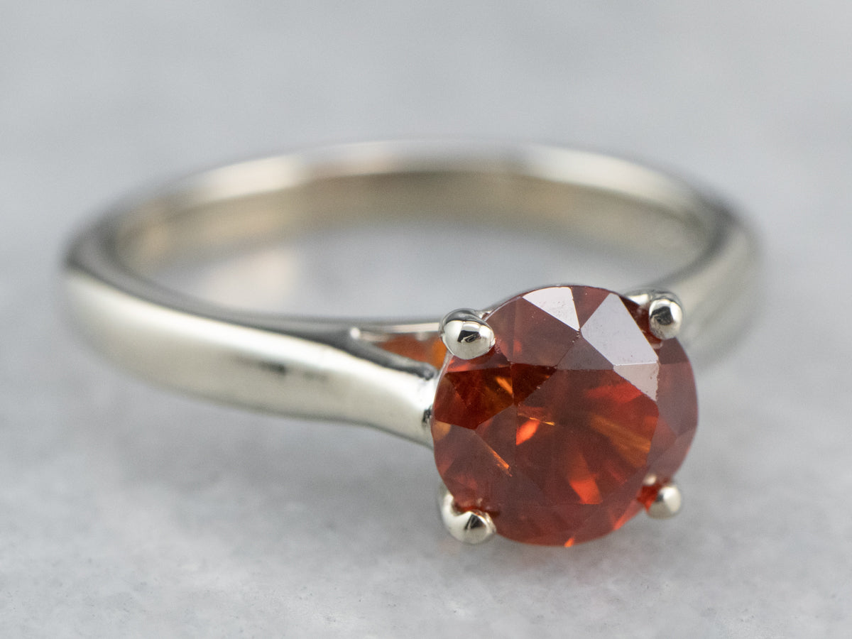 Sleek Orange Zircon Solitaire Ring