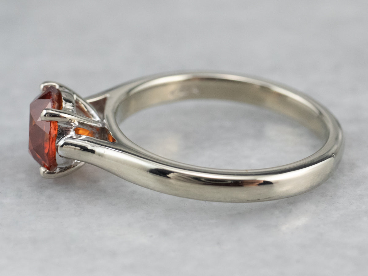 Sleek Orange Zircon Solitaire Ring