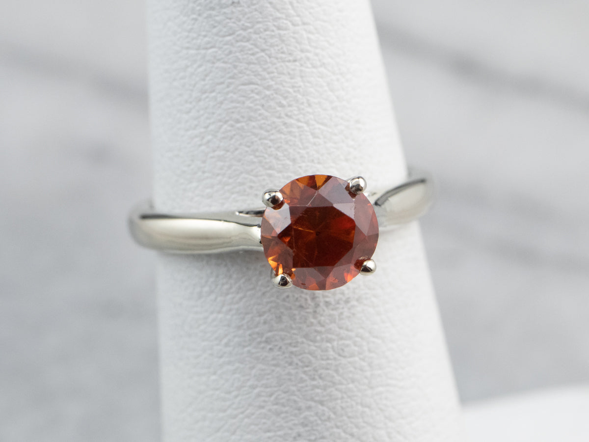 Sleek Orange Zircon Solitaire Ring