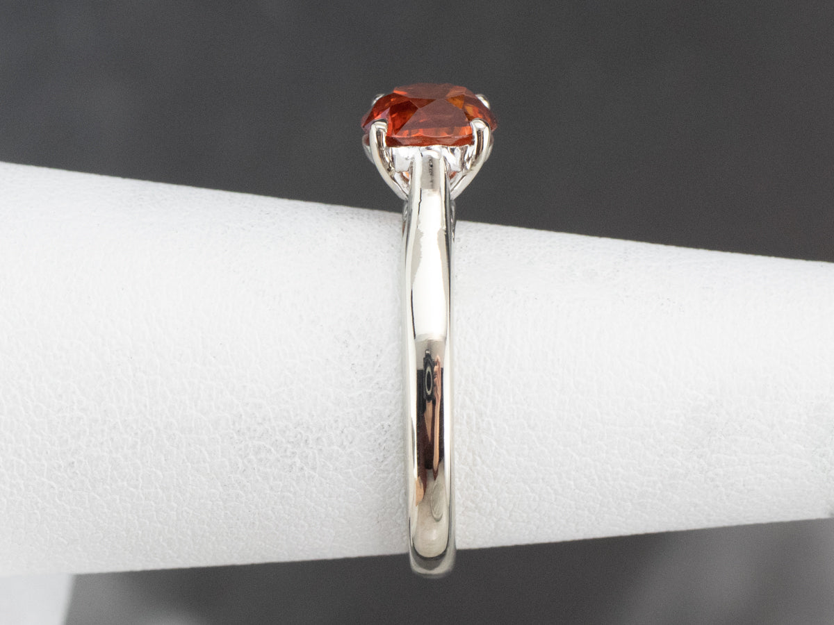 Sleek Orange Zircon Solitaire Ring