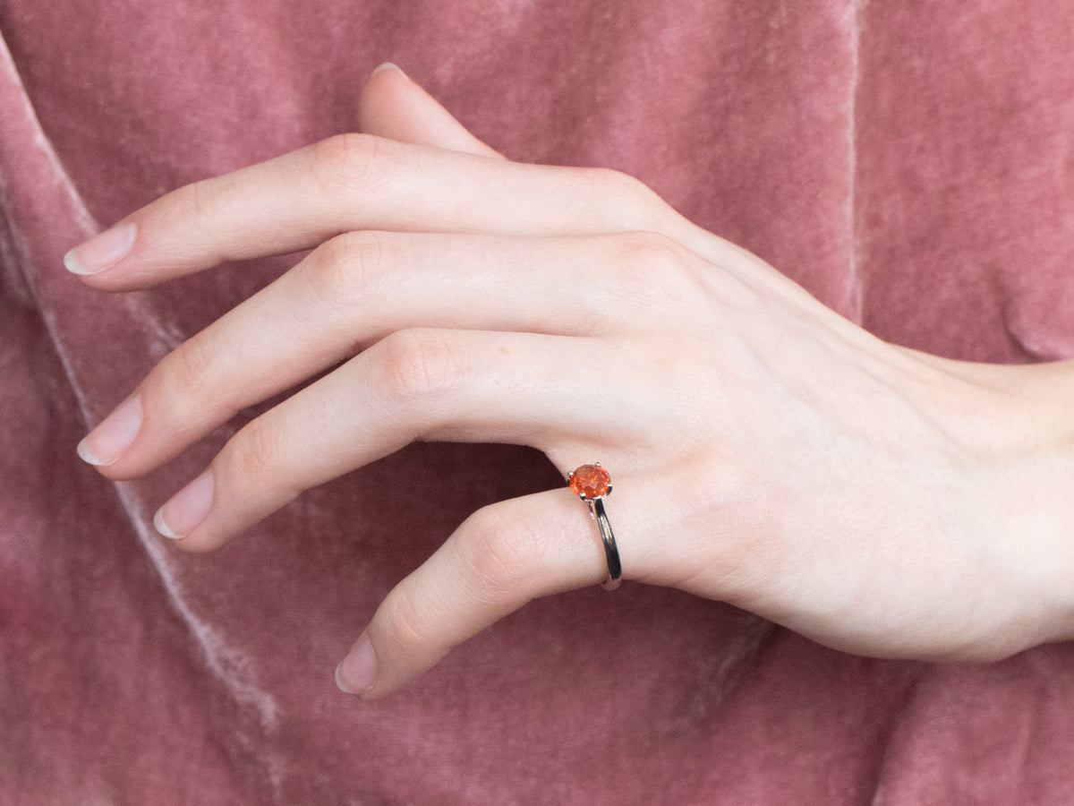 Sleek Orange Zircon Solitaire Ring