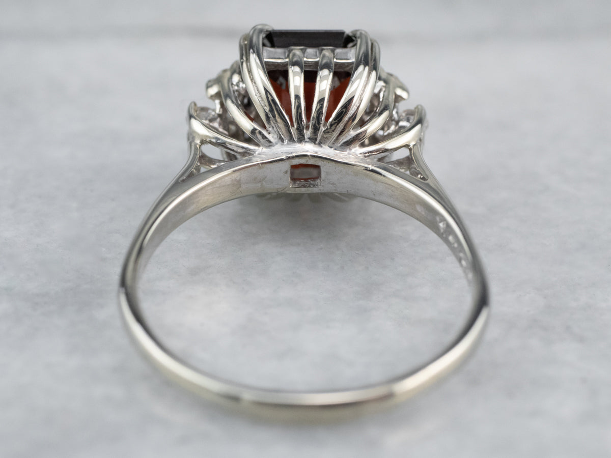 White Gold Garnet and Diamond Ring