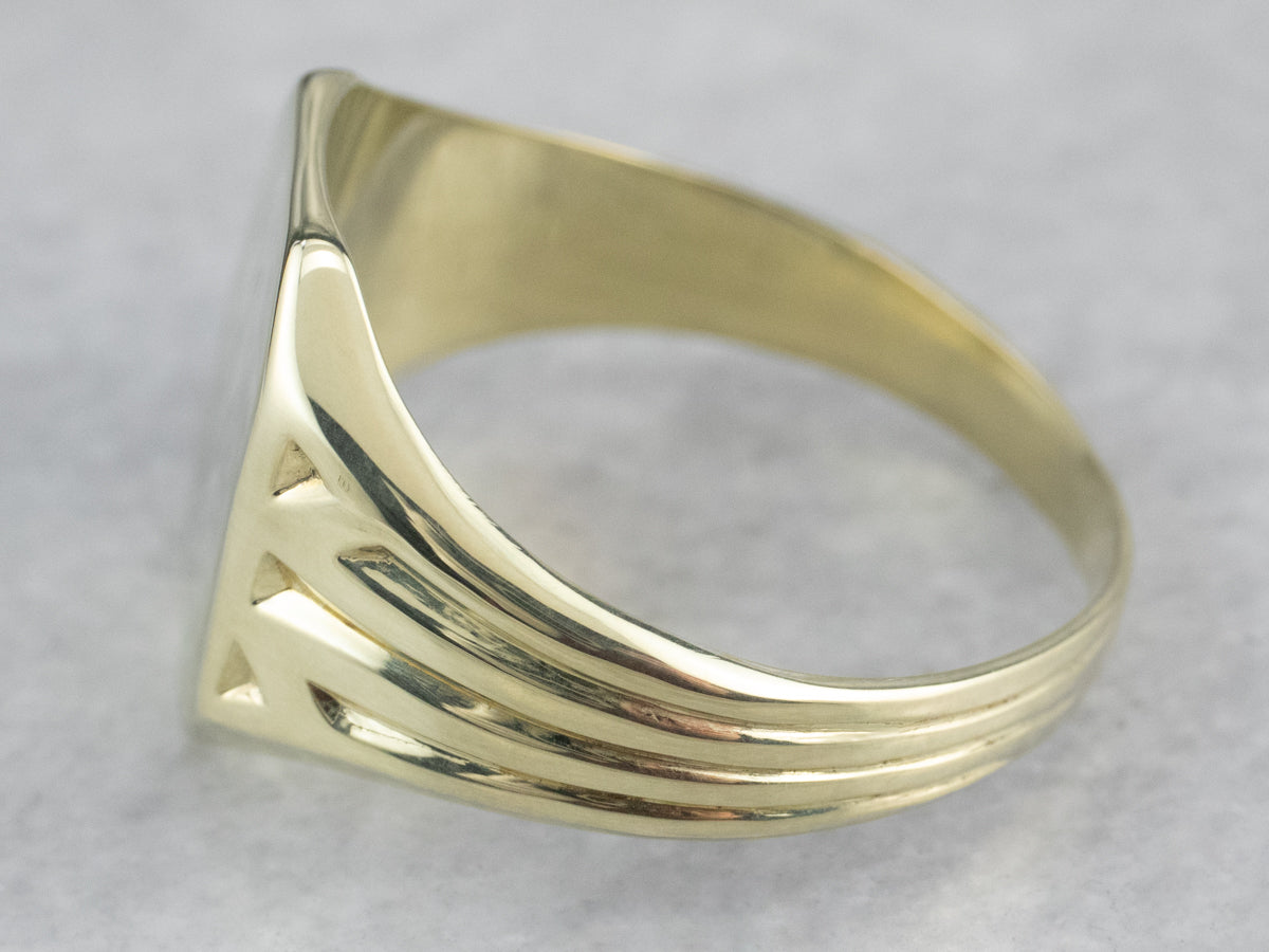 Bold Green Gold Vintage Signet Ring