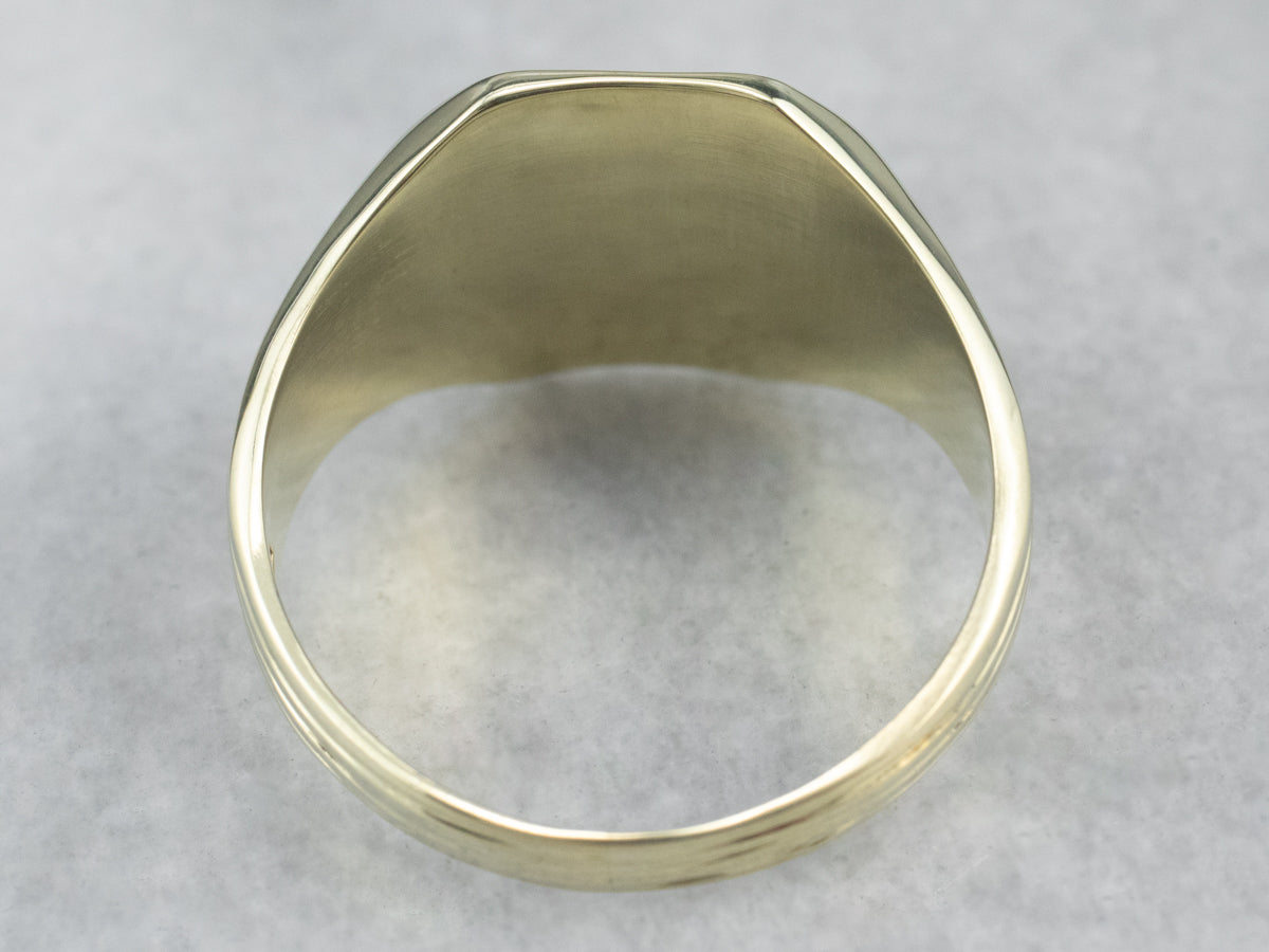 Bold Green Gold Vintage Signet Ring