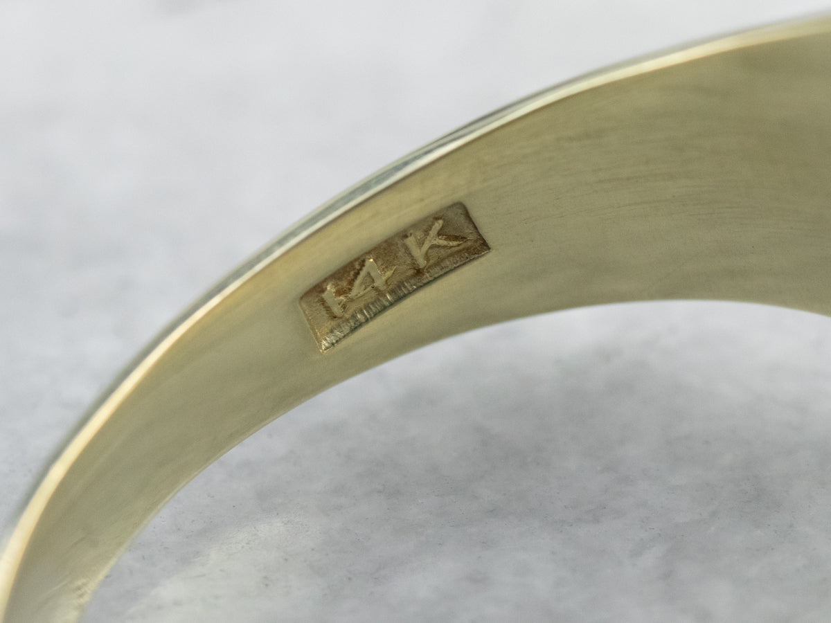 Bold Green Gold Vintage Signet Ring