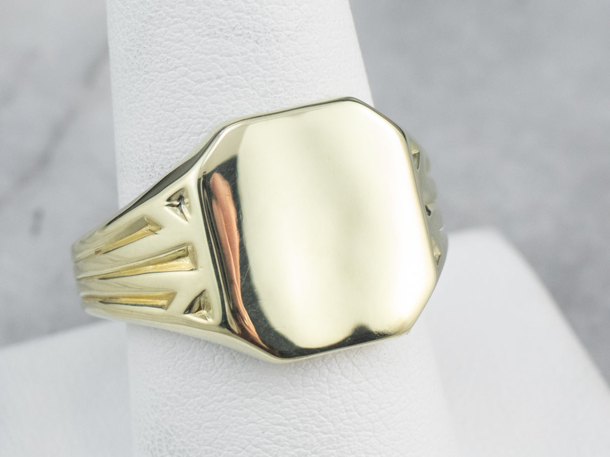 Bold Green Gold Vintage Signet Ring