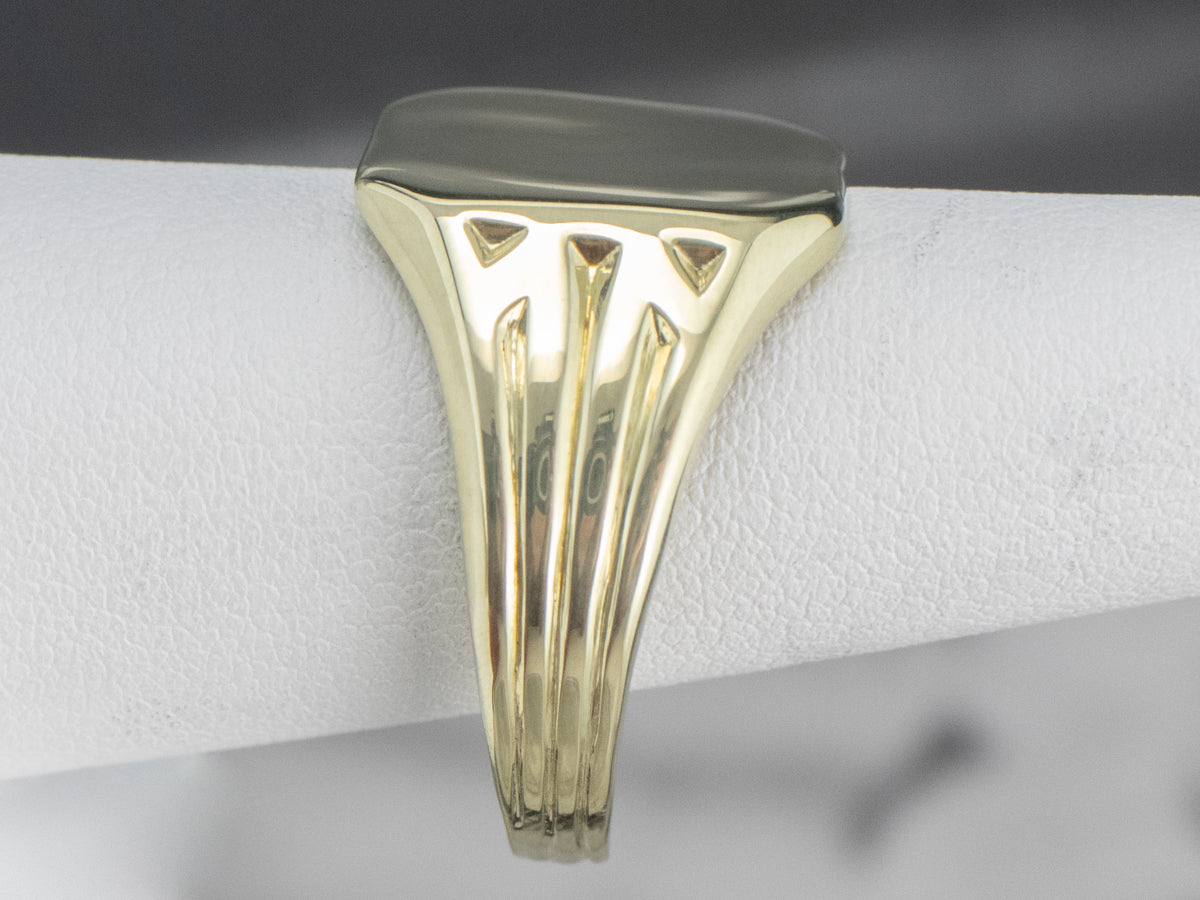 Bold Green Gold Vintage Signet Ring