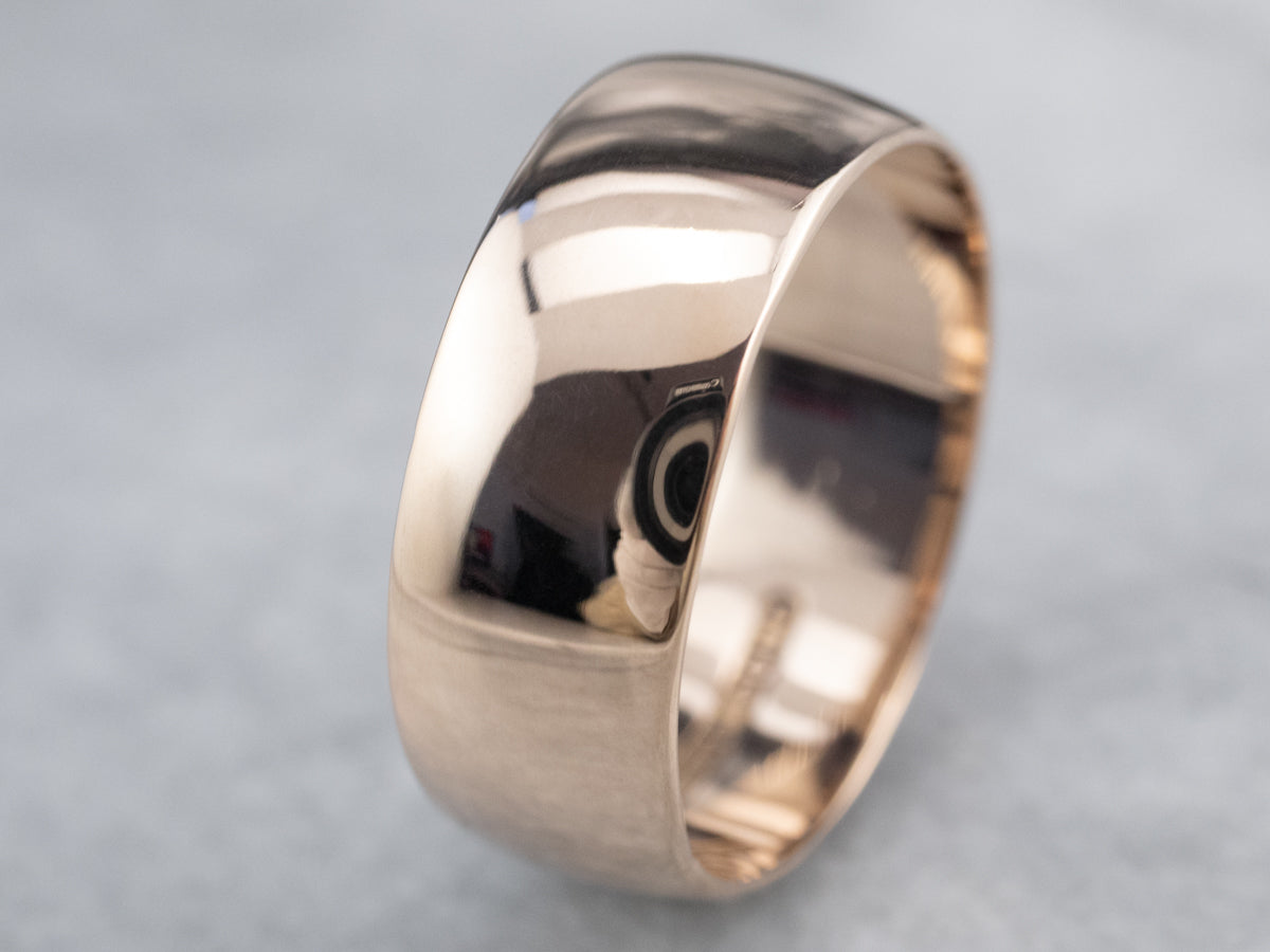 Antique Rose Gold Wide Wedding Band Ring