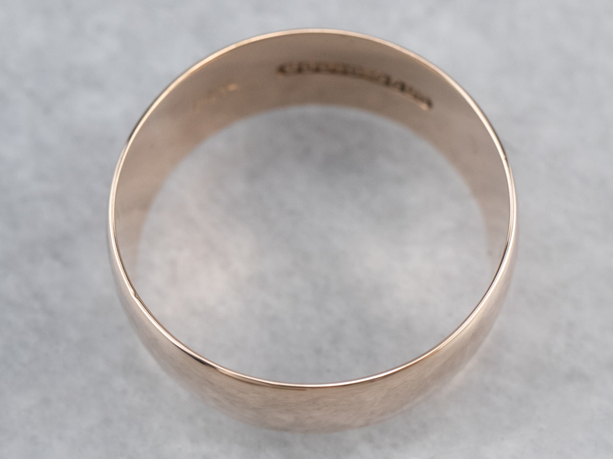 Antique Rose Gold Wide Wedding Band Ring