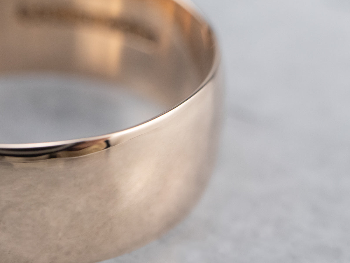 Antique Rose Gold Wide Wedding Band Ring