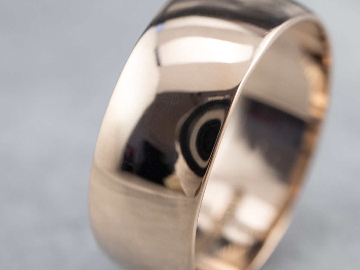 Antique Rose Gold Wide Wedding Band Ring